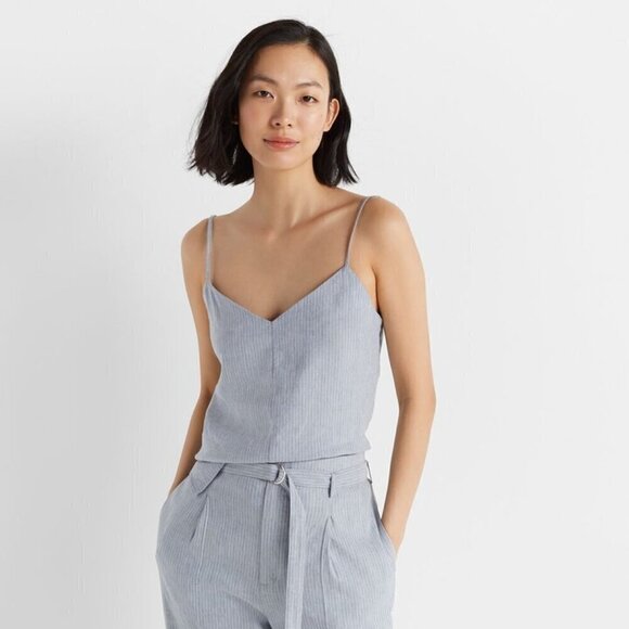CLUB MONACO | Chambray Stripe Casual Cami Linen Tank Top | Sz. S - Picture 1 of 11